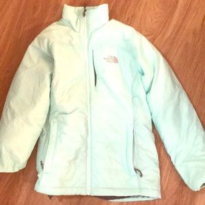 North face mint green puffer jacket